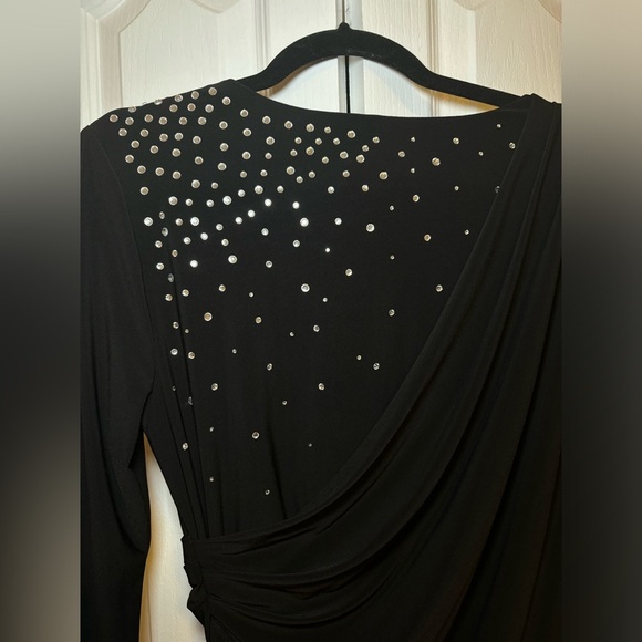 NWT Joseph Ribkoff - Classy Elegant Black Long Dress with Embellished Neckline - Picture 3 of 9